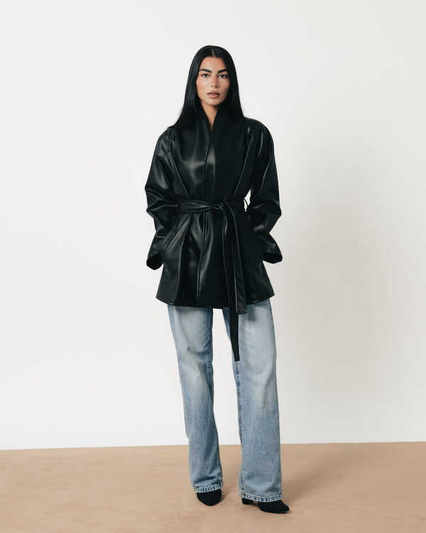 Black Padded Leather Jacket
