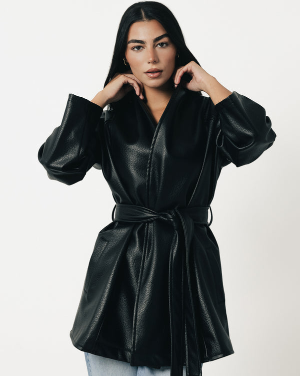 Black Padded Leather Jacket