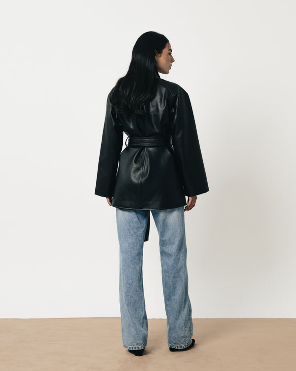 Black Padded Leather Jacket