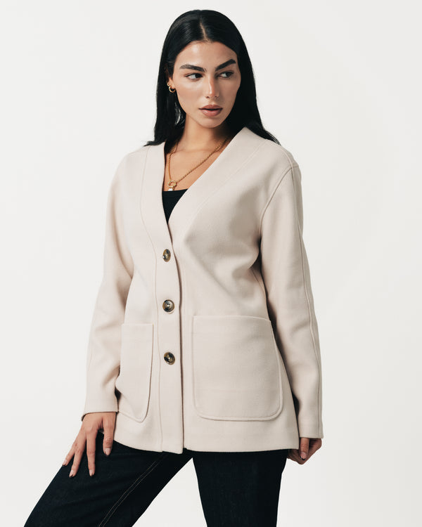 Classic Wool Jacket- Vanilla Beige