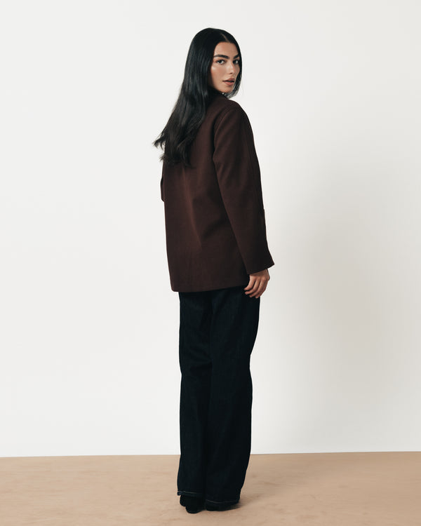 Classic Wool Jacket-Reddish Chocolate Brown
