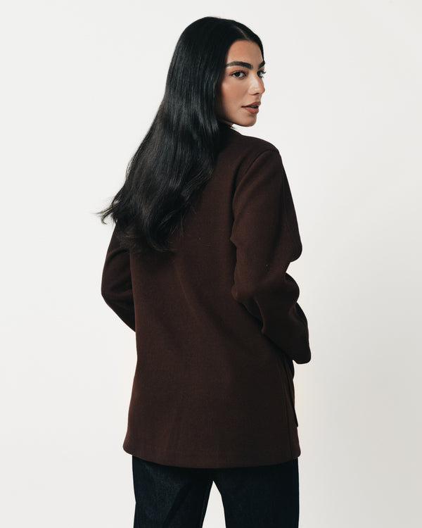 Classic Wool Jacket-Reddish Chocolate Brown