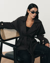 Smoky Brown Soft Denim Wrap Coat