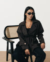 Smoky Brown Soft Denim Wrap Coat
