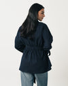 Midnight Blue Soft Denim Wrap Coat