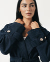 Midnight Blue Soft Denim Wrap Coat
