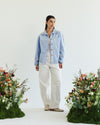 The Boss flora Embroidered shirt - Sky gold