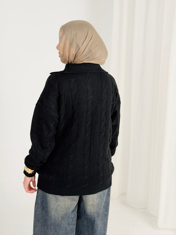 Self Love Cable Sweater - Black