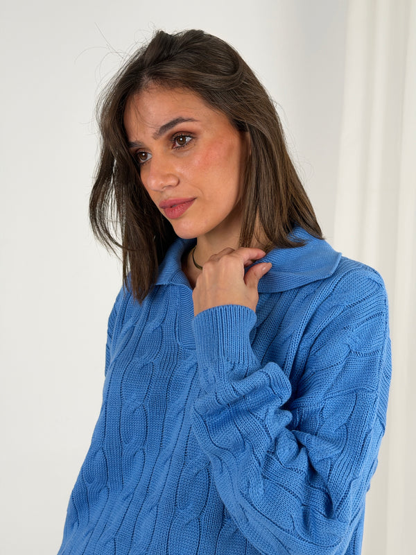 Self Love Cable Sweater - Blue