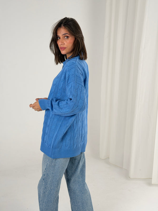 Self Love Cable Sweater - Blue