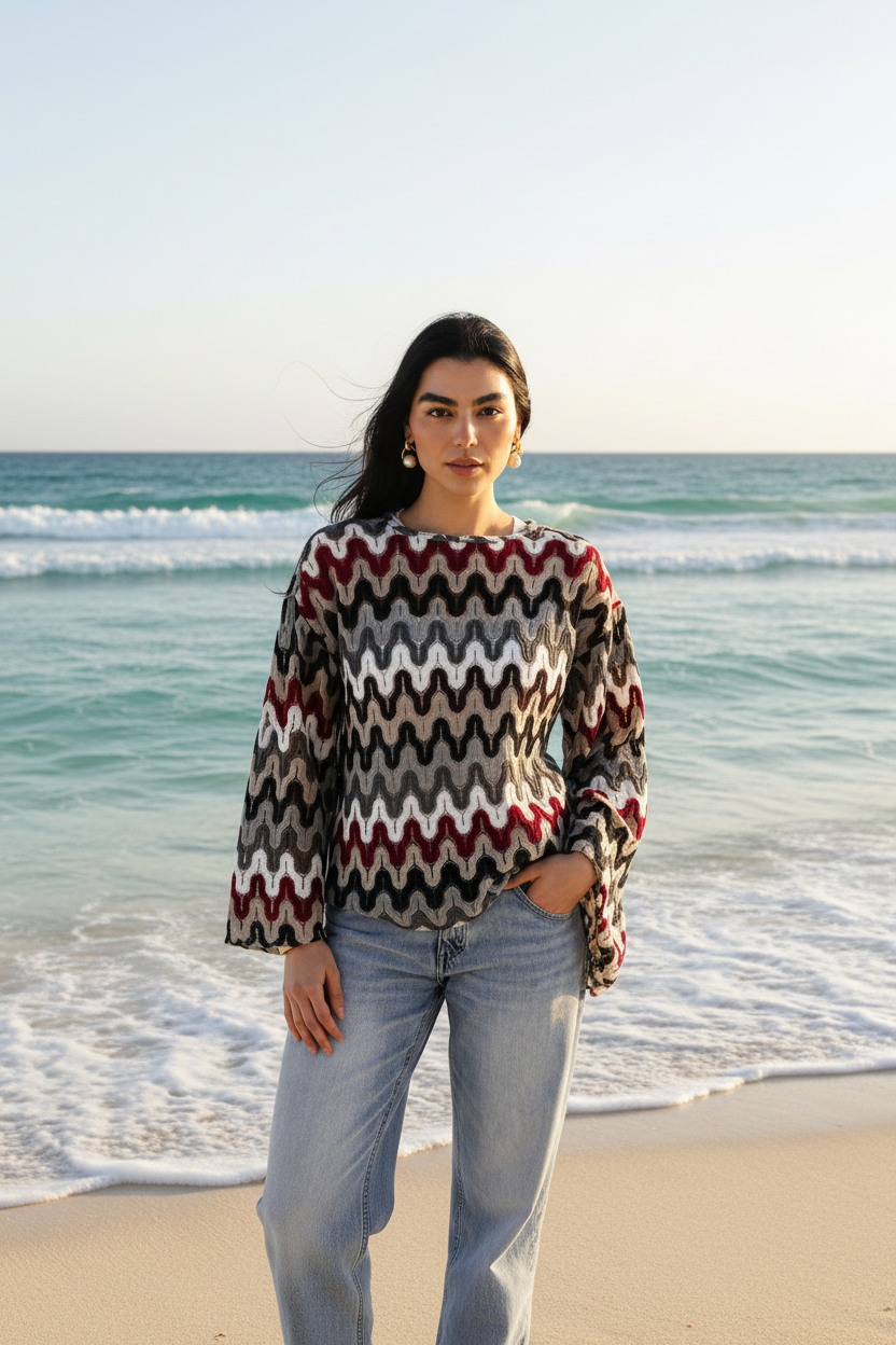 Mosaic Crochet Top - Beach