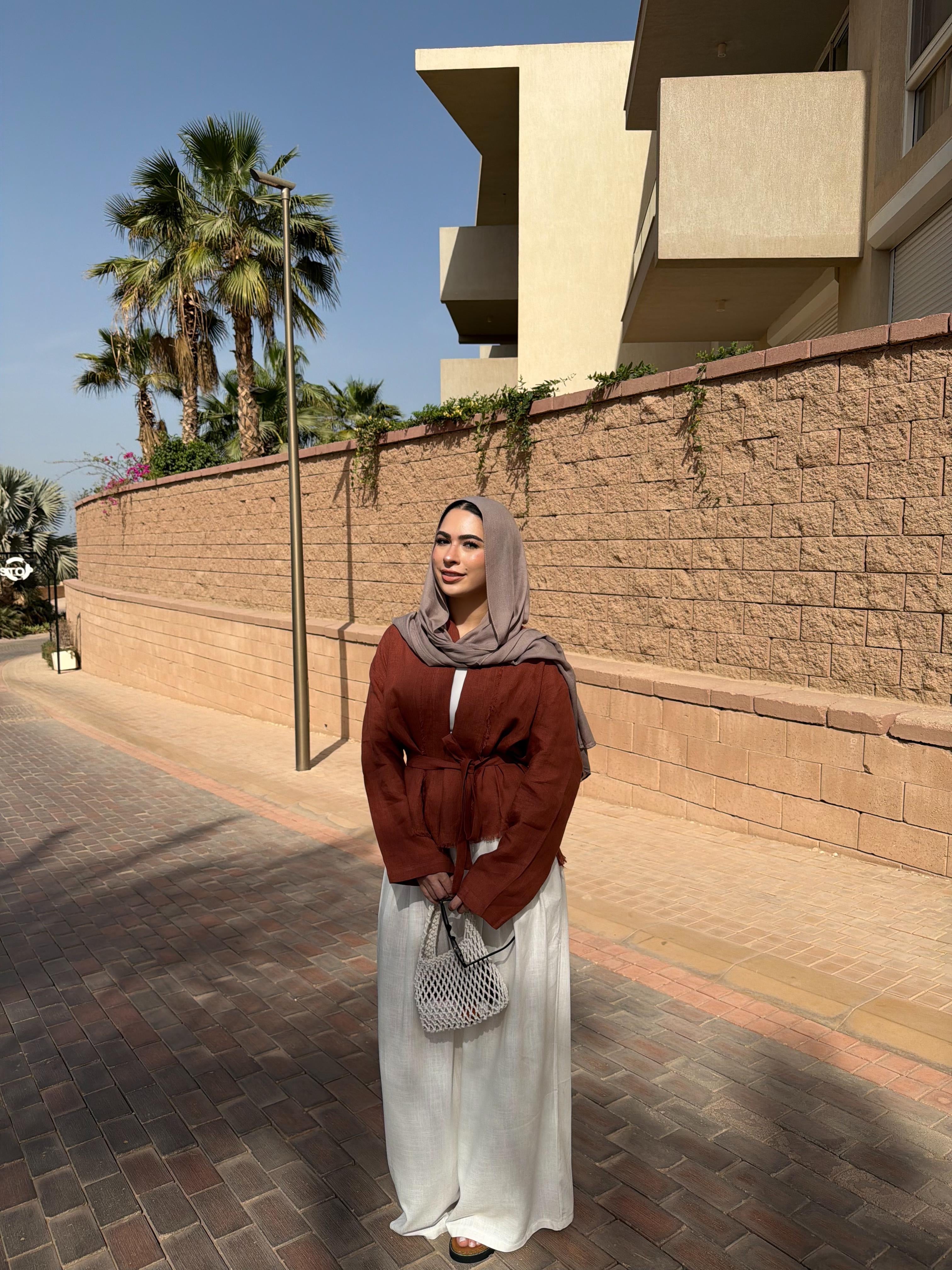 Linen muse mid Kimono - Terracotta Orange
