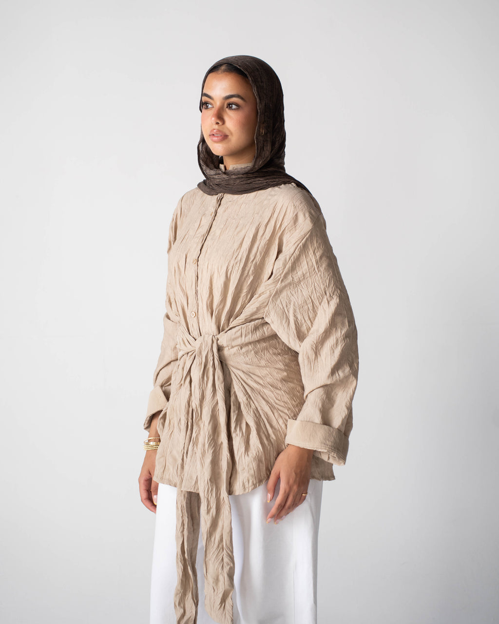 Ruby warp  shirt in Beige