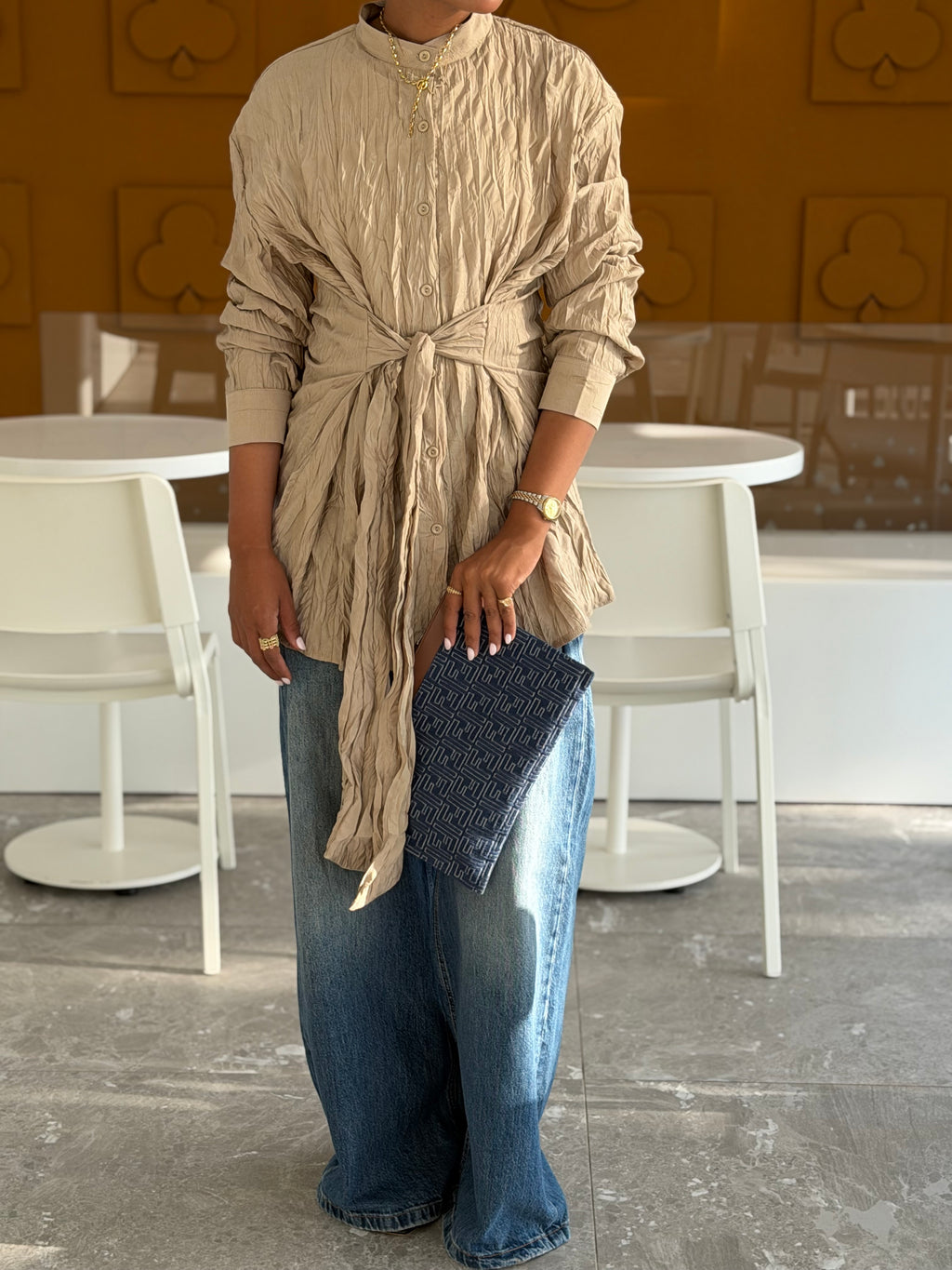 Ruby Wrap Shirt in Beige