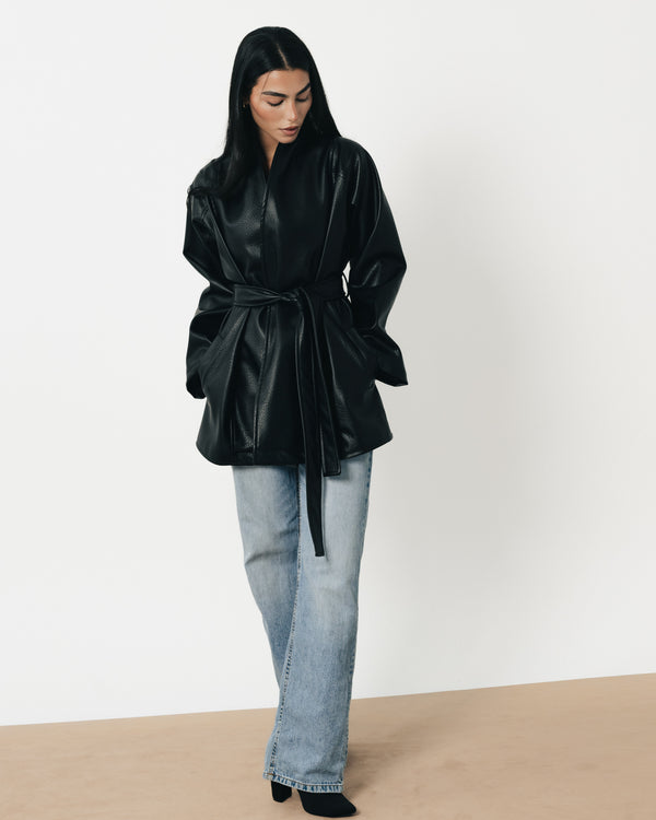 Black Padded Leather Jacket