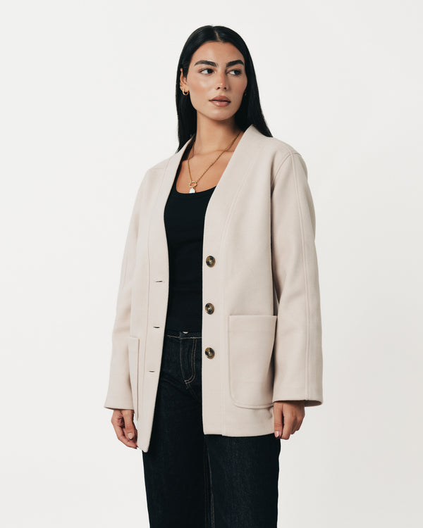 Classic Wool Jacket- Vanilla Beige
