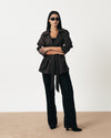 Smoky Brown Soft Denim Wrap Coat