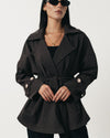 Smoky Brown Soft Denim Wrap Coat