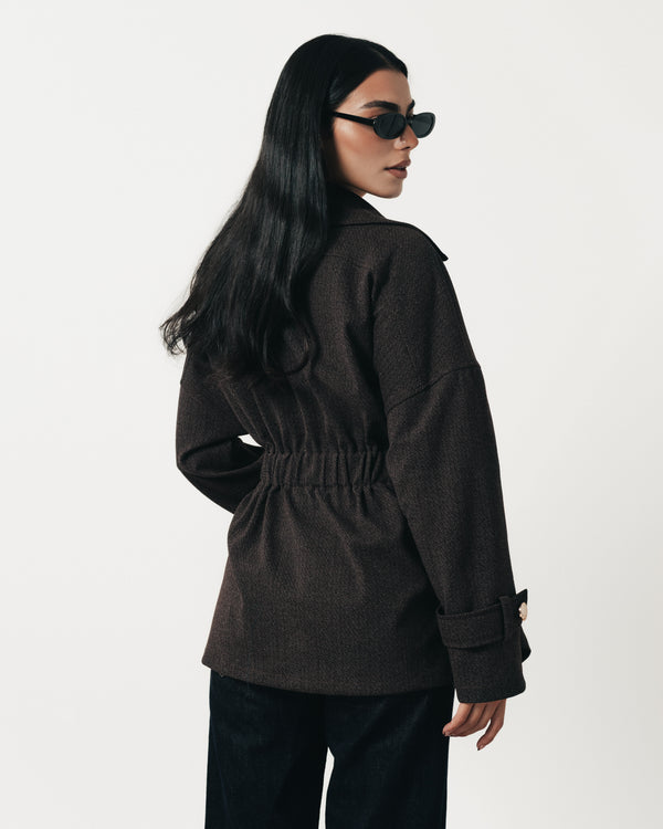 Smoky Brown Soft Denim Wrap Coat