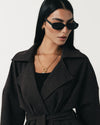 Smoky Brown Soft Denim Wrap Coat