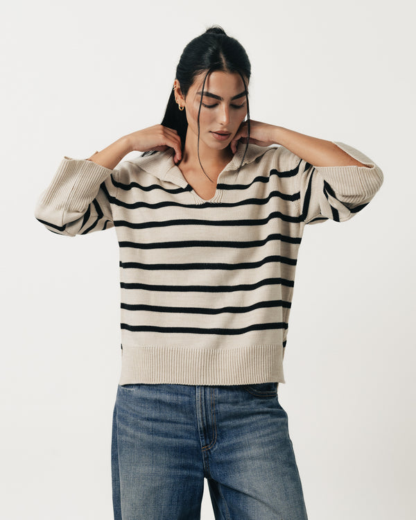 Striped Polo Sweater