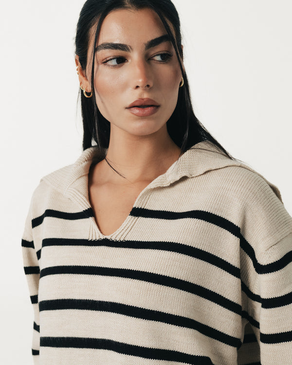 Striped Polo Sweater