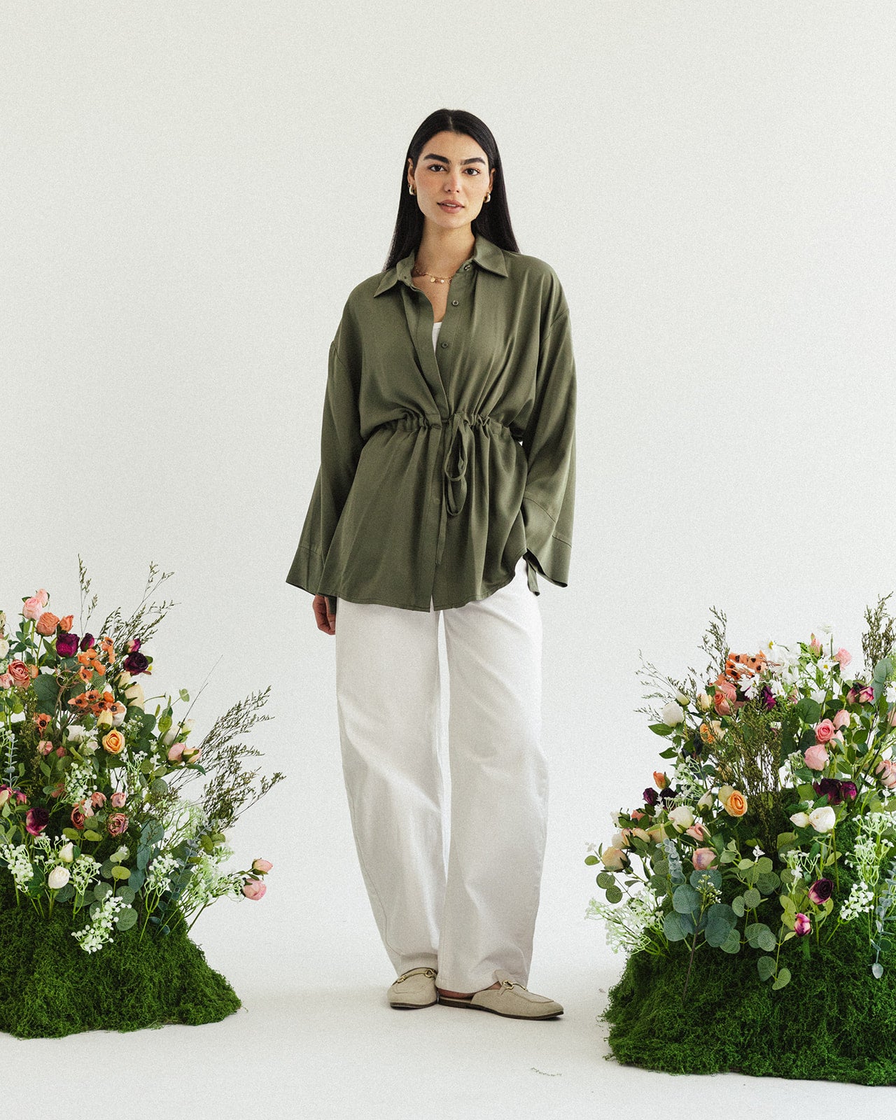 Cotton Petal Blouse - Olive Silk Limited