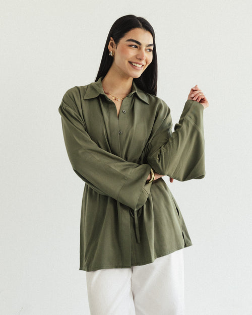 Cotton Petal Blouse - Olive Silk Limited