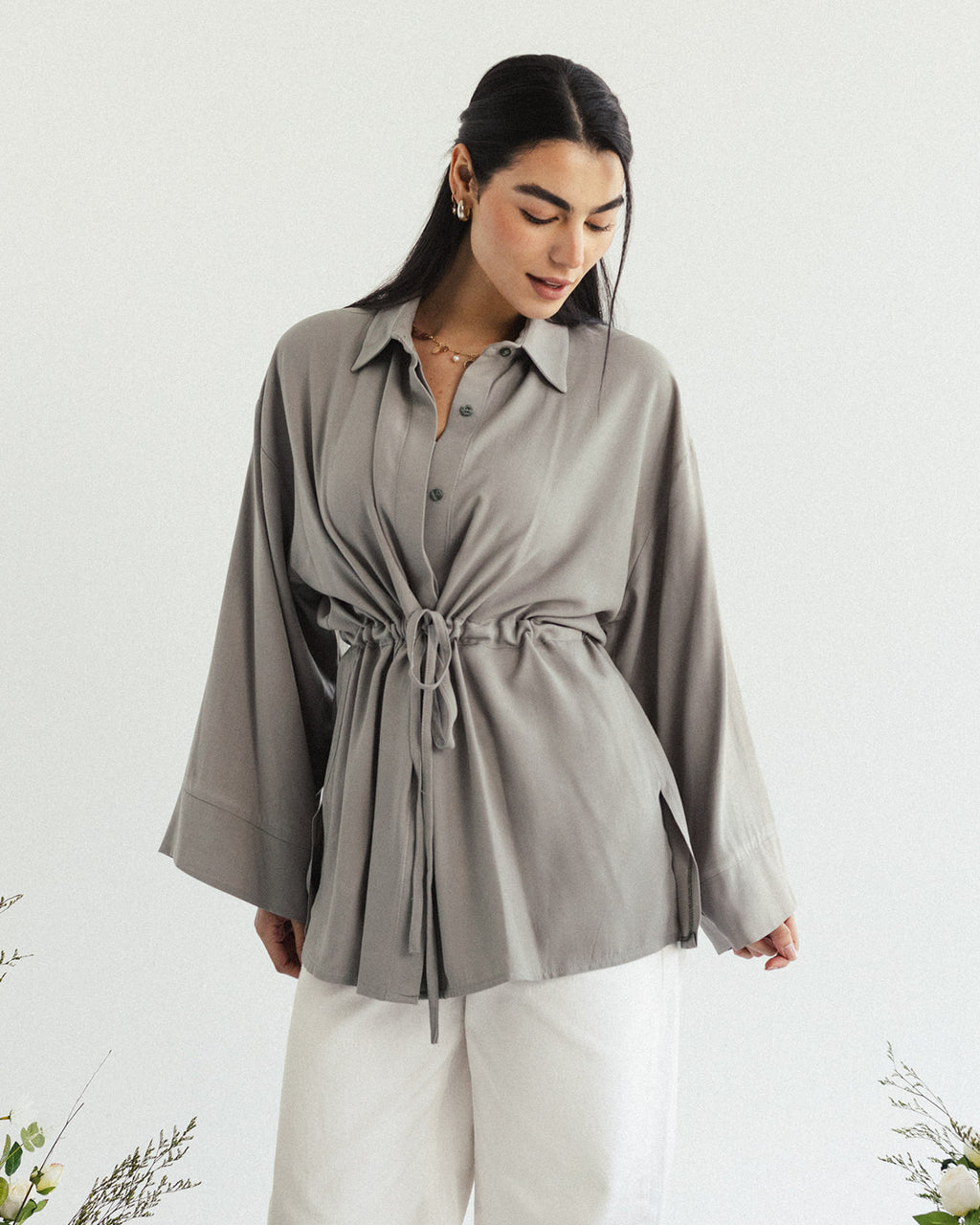 Cotton Petal Blouse - Stone mist Limited