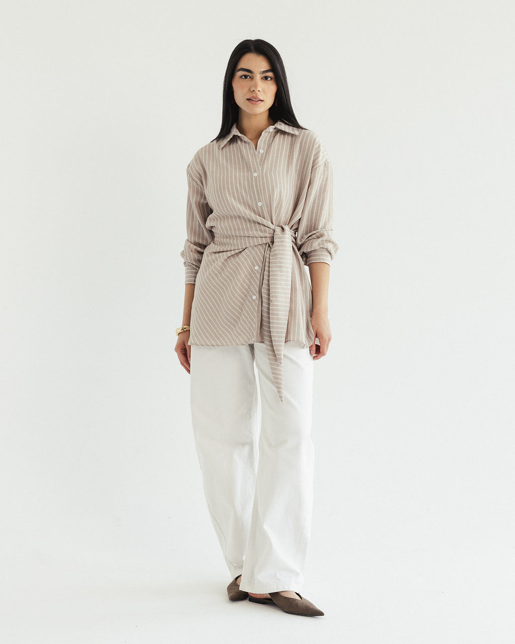 Luna Wrap Shirt - Sand Shell