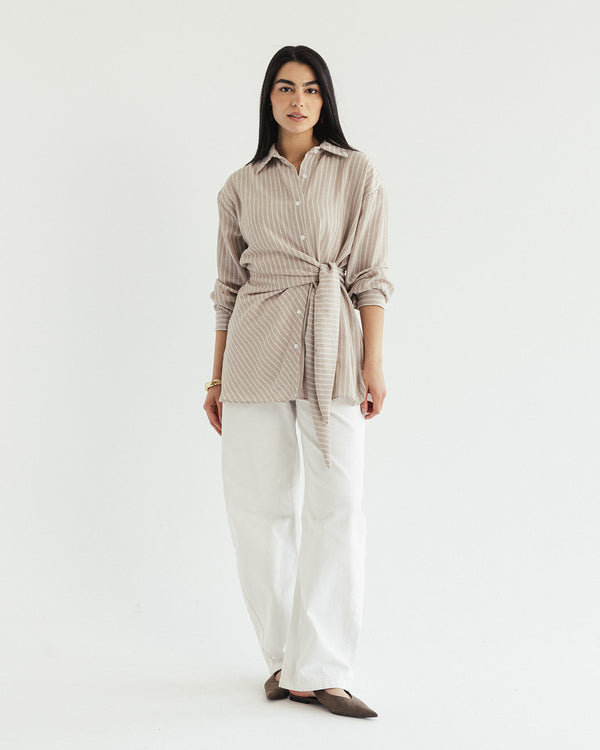 Luna Wrap Shirt - Sand Shell