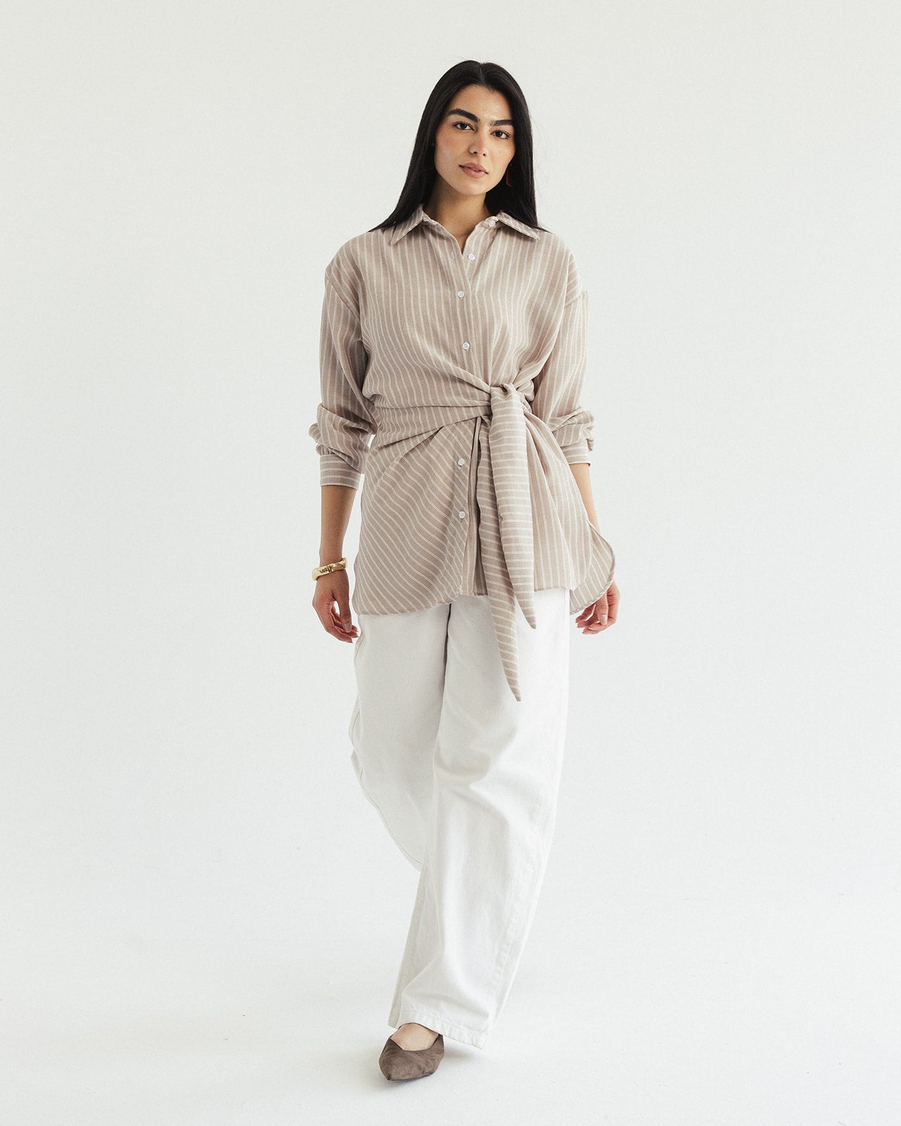 Luna Wrap Shirt - Sand Shell