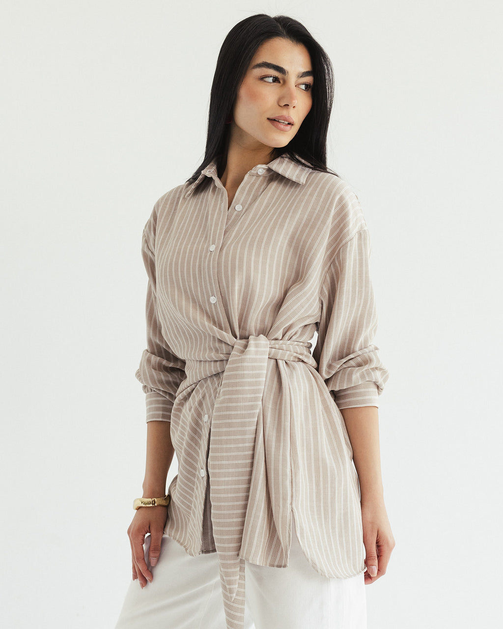 Luna Wrap Shirt - Sand Shell