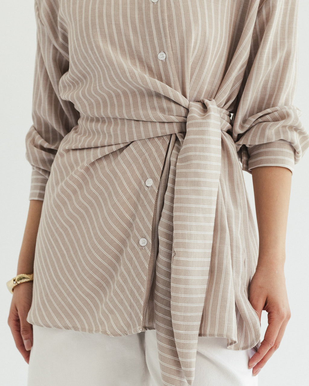 Luna Wrap Shirt - Sand Shell