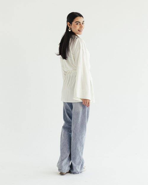 Cotton Petal Blouse - Pearl White