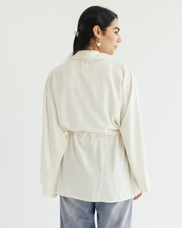 Cotton Petal Blouse - Pearl White