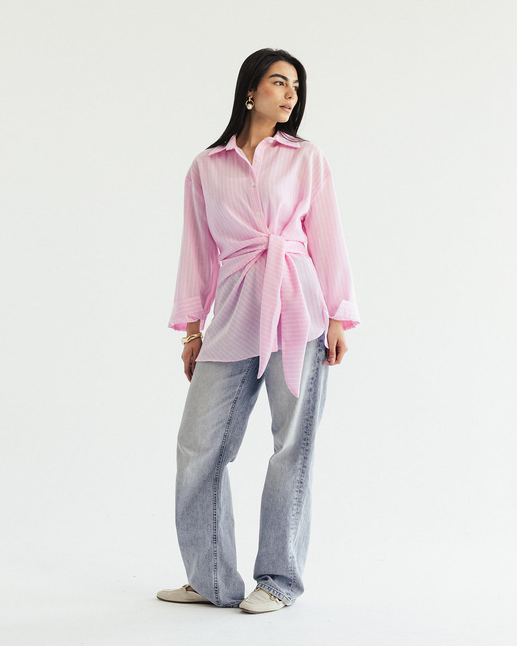 ‏ Luna Wrap Shirt - Dusty Rose