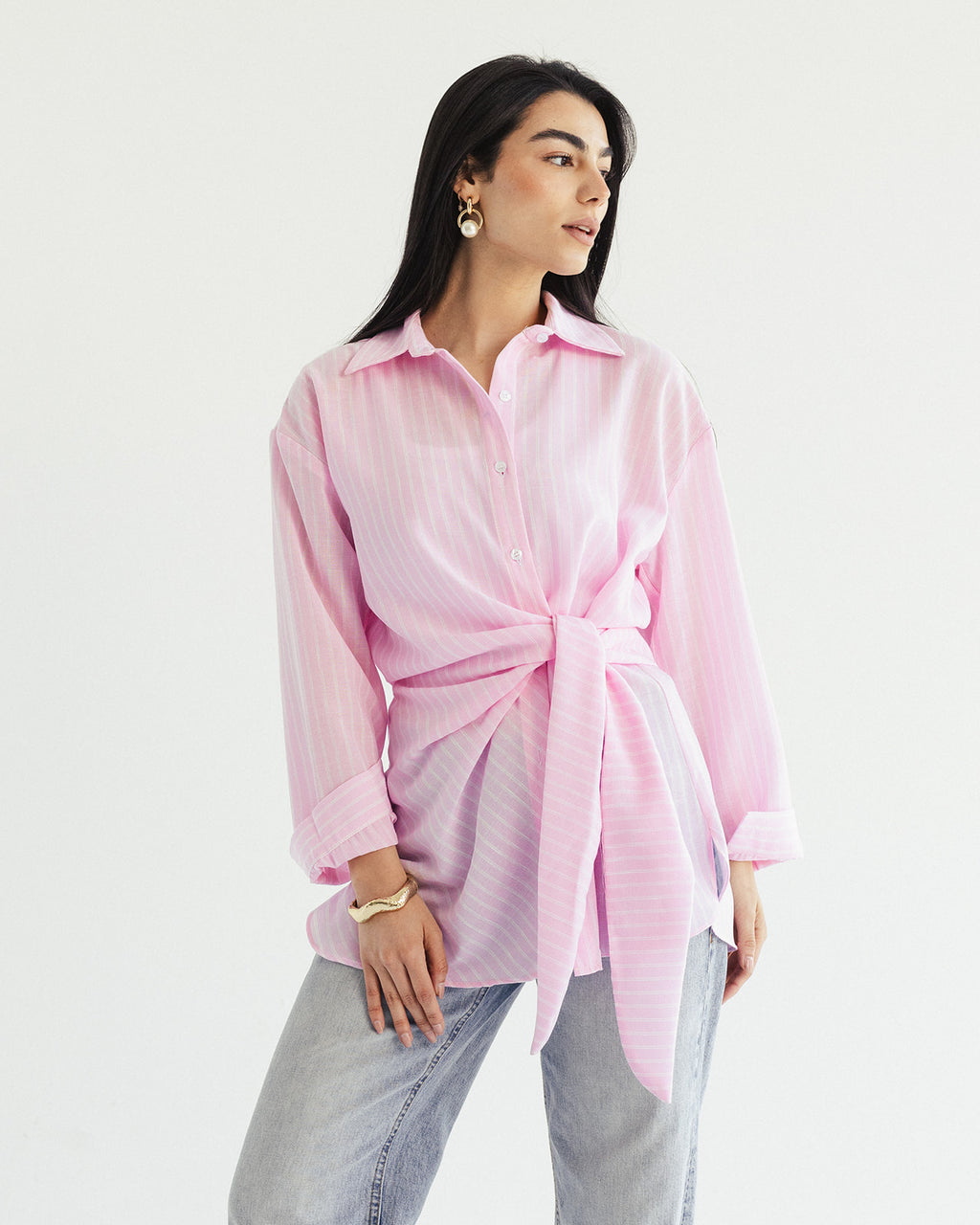 ‏ Luna Wrap Shirt - Dusty Rose
