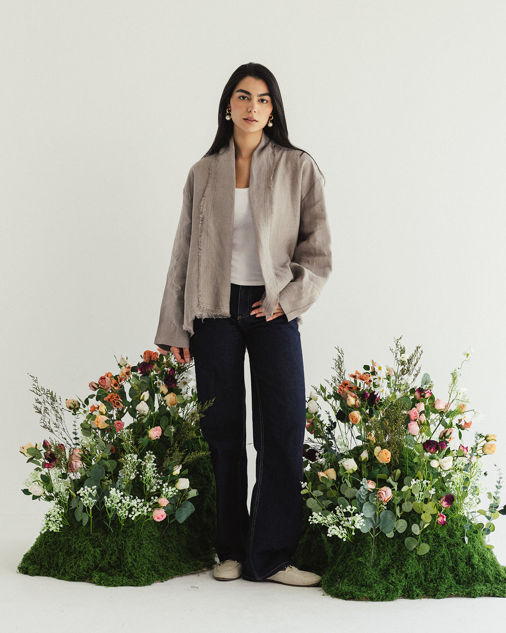 Linen muse mid Kimono - Sand Dust