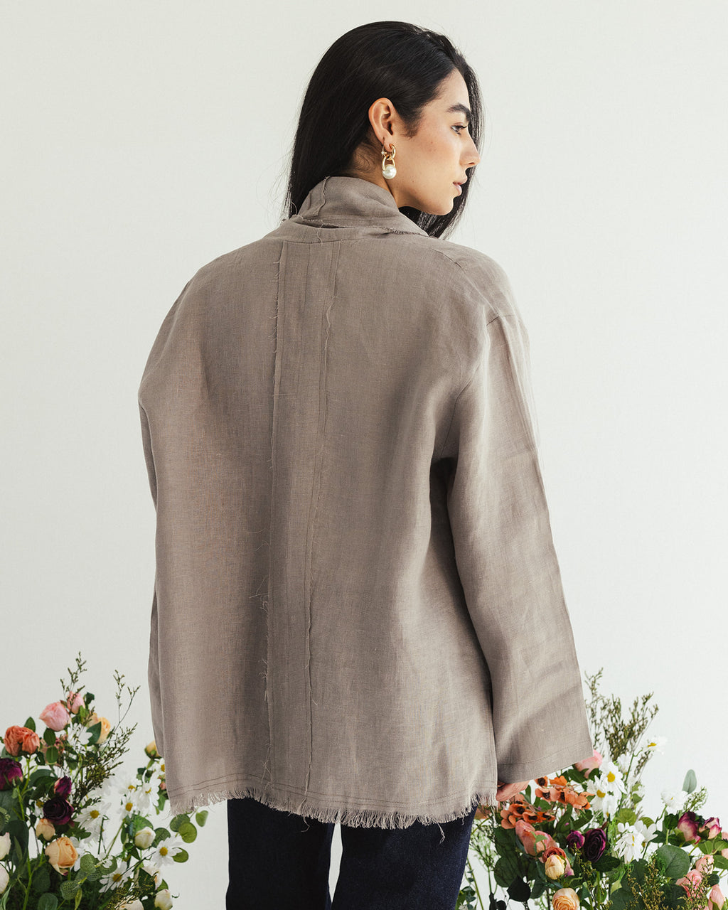 Linen muse mid Kimono - Sand Dust