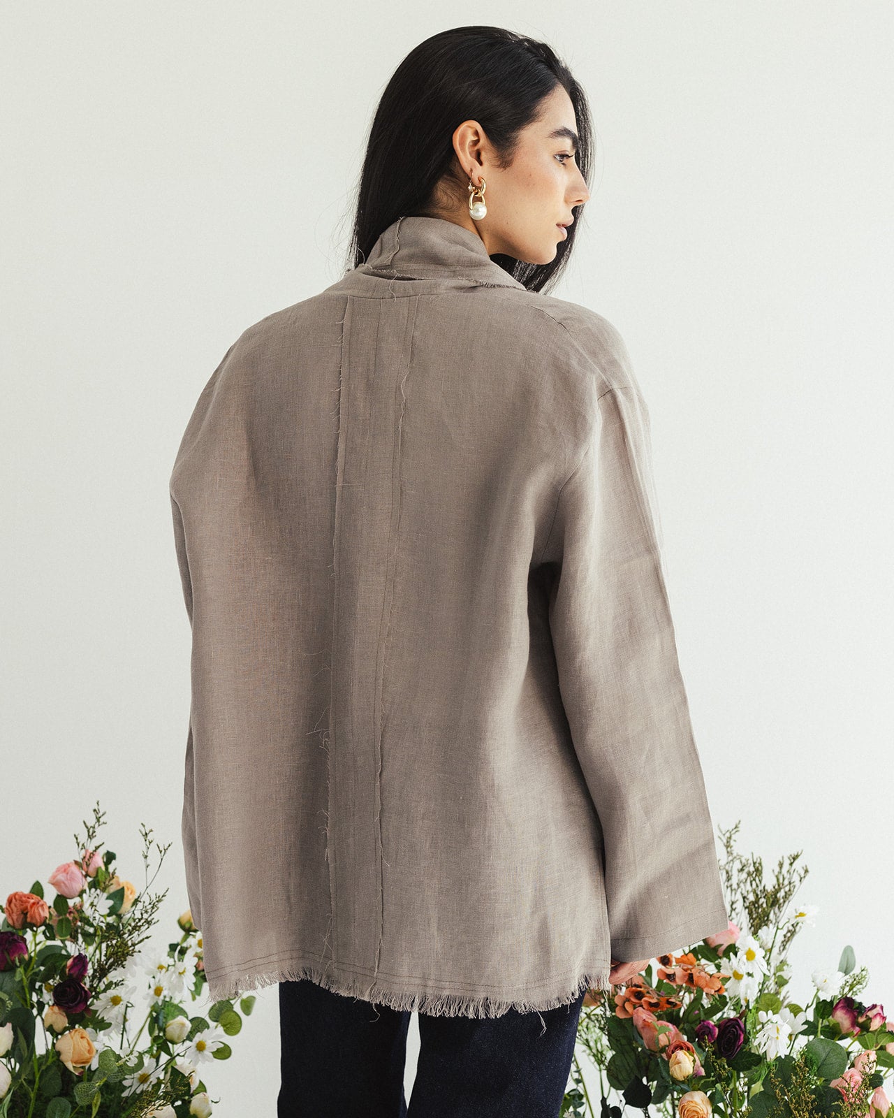 Linen muse mid Kimono - Sand Dust