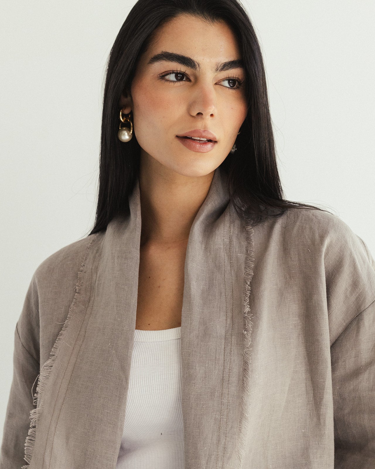 Linen muse mid Kimono - Sand Dust