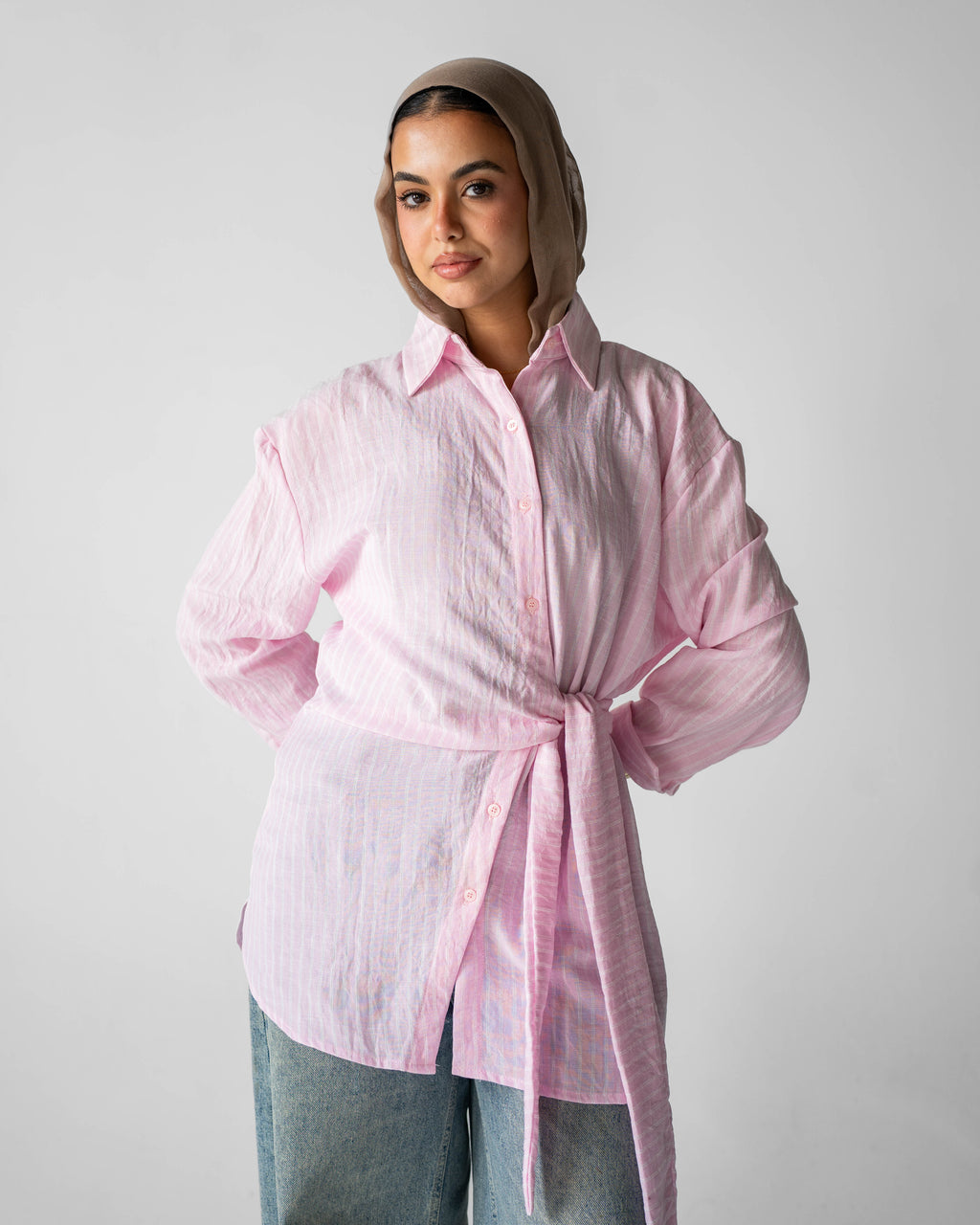 ‏ Luna Wrap Shirt - Dusty Rose