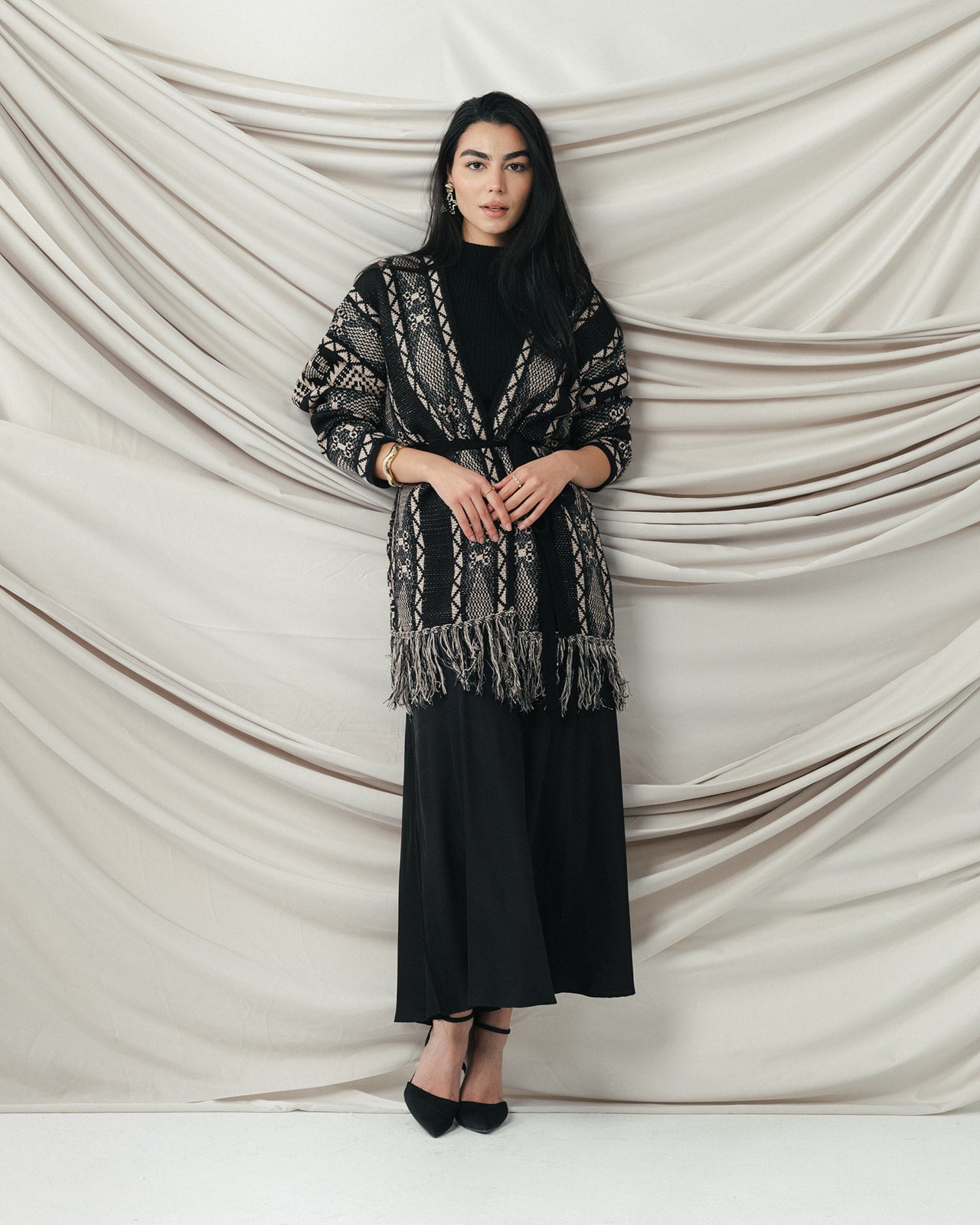 Metallic Boho Fringe Cardigan