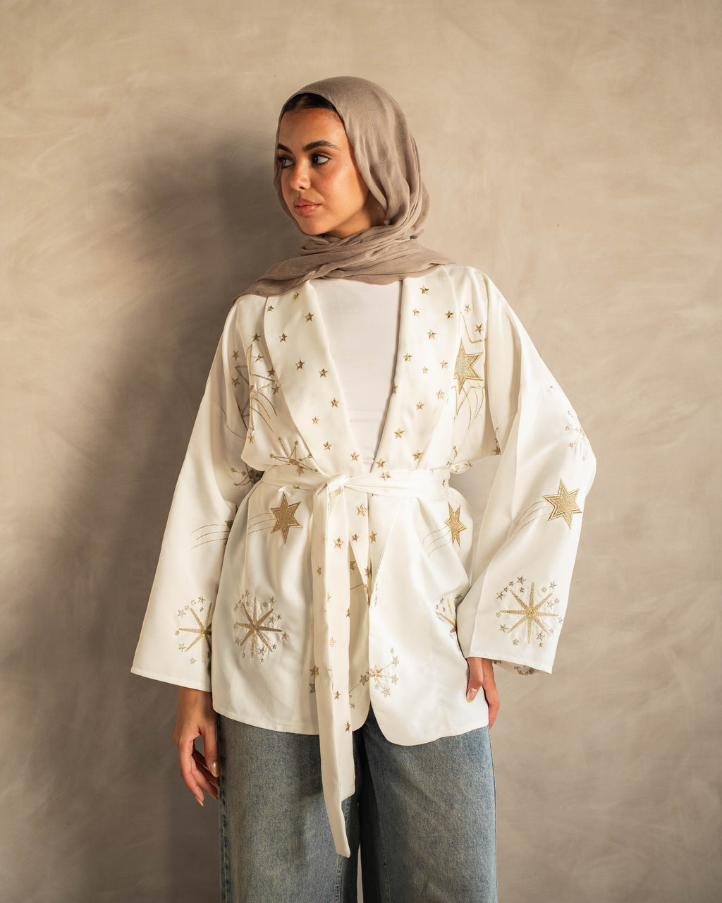 The Midnight Galaxy Embroidered in White ( order takes 10 days )