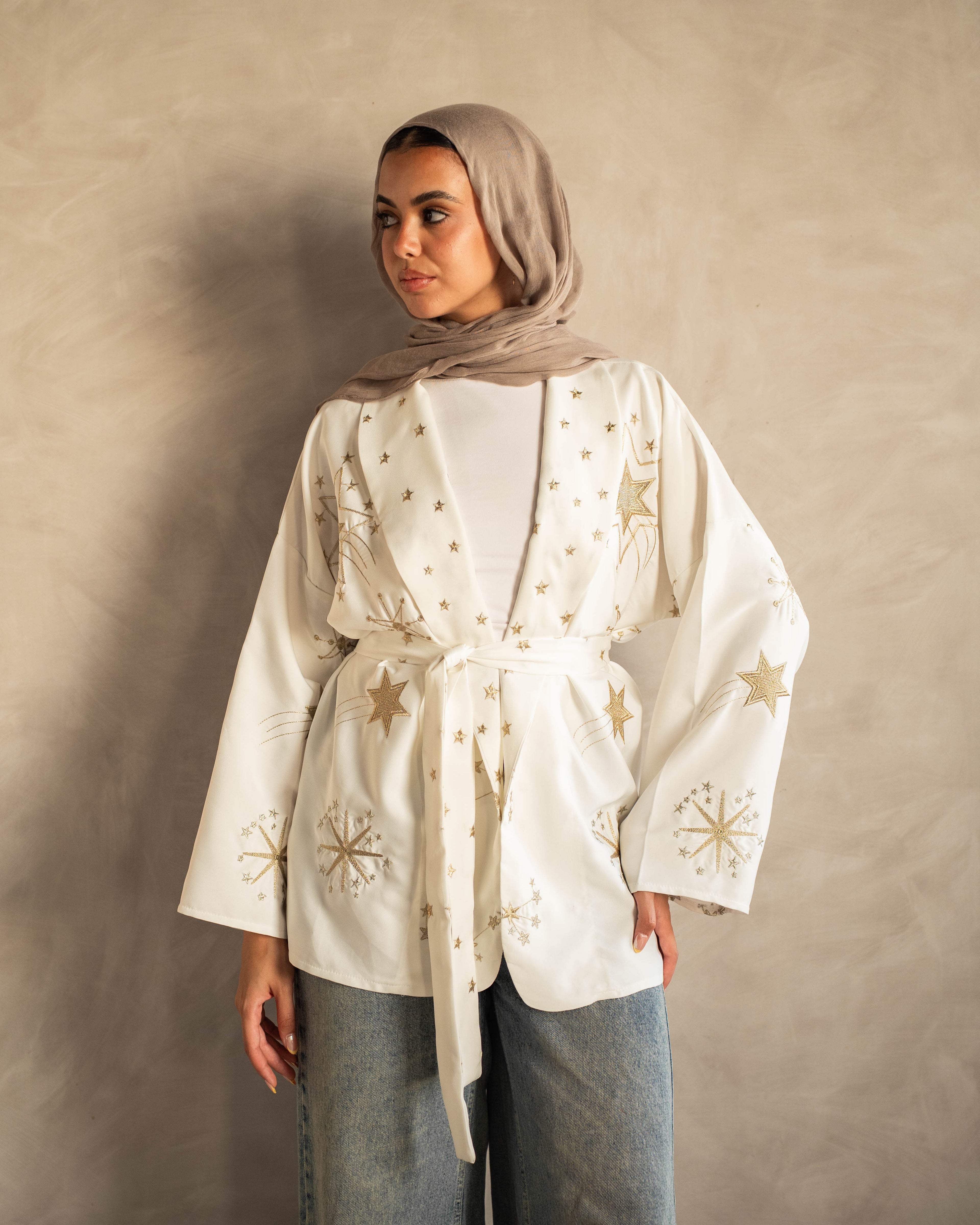The Midnight Galaxy Embroidered in White ( order takes 10 days )