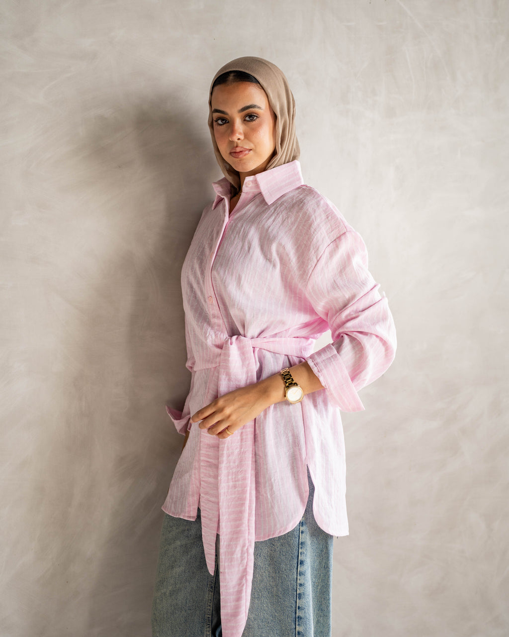 ‏ Luna Wrap Shirt - Dusty Rose