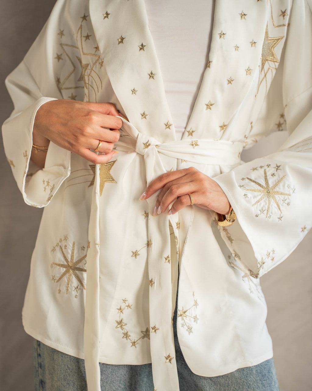 The Midnight Galaxy Embroidered in White ( order takes 10 days )
