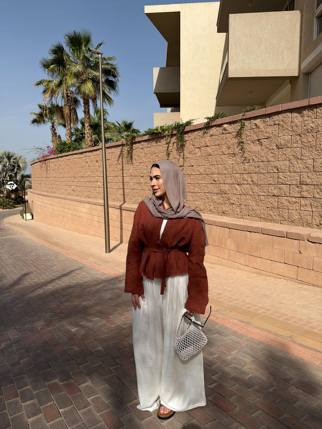 Linen muse mid Kimono - Terracotta Orange