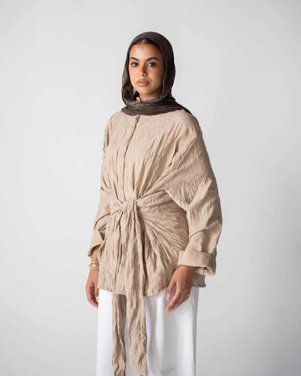 Ruby warp  shirt in Beige